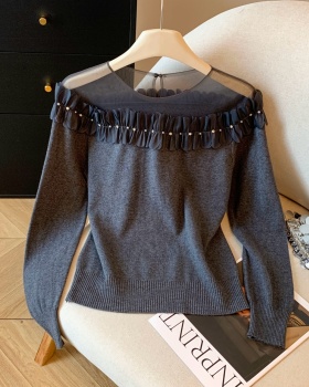 Flat shoulder flowers small shirt stereoscopic tops