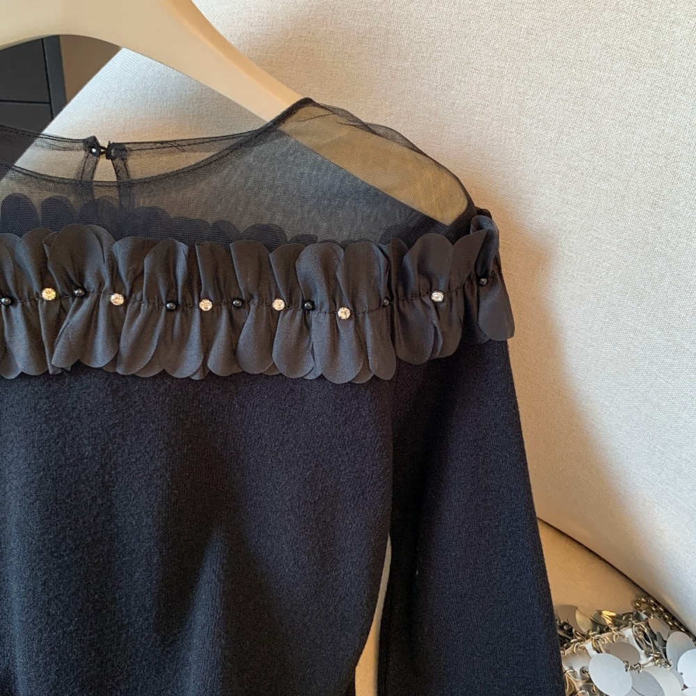 Flat shoulder flowers small shirt stereoscopic tops