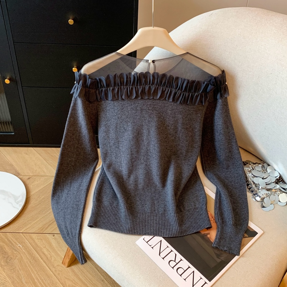 Flat shoulder flowers small shirt stereoscopic tops