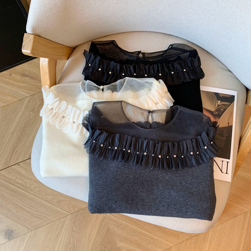 Flat shoulder flowers small shirt stereoscopic tops