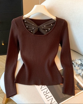 Slim autumn and winter sweater splice gauze tops