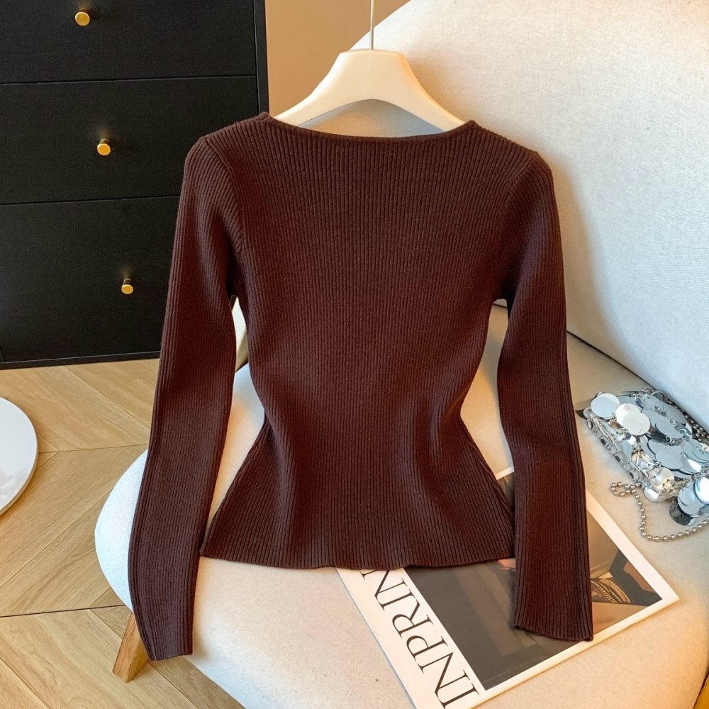 Slim autumn and winter sweater splice gauze tops