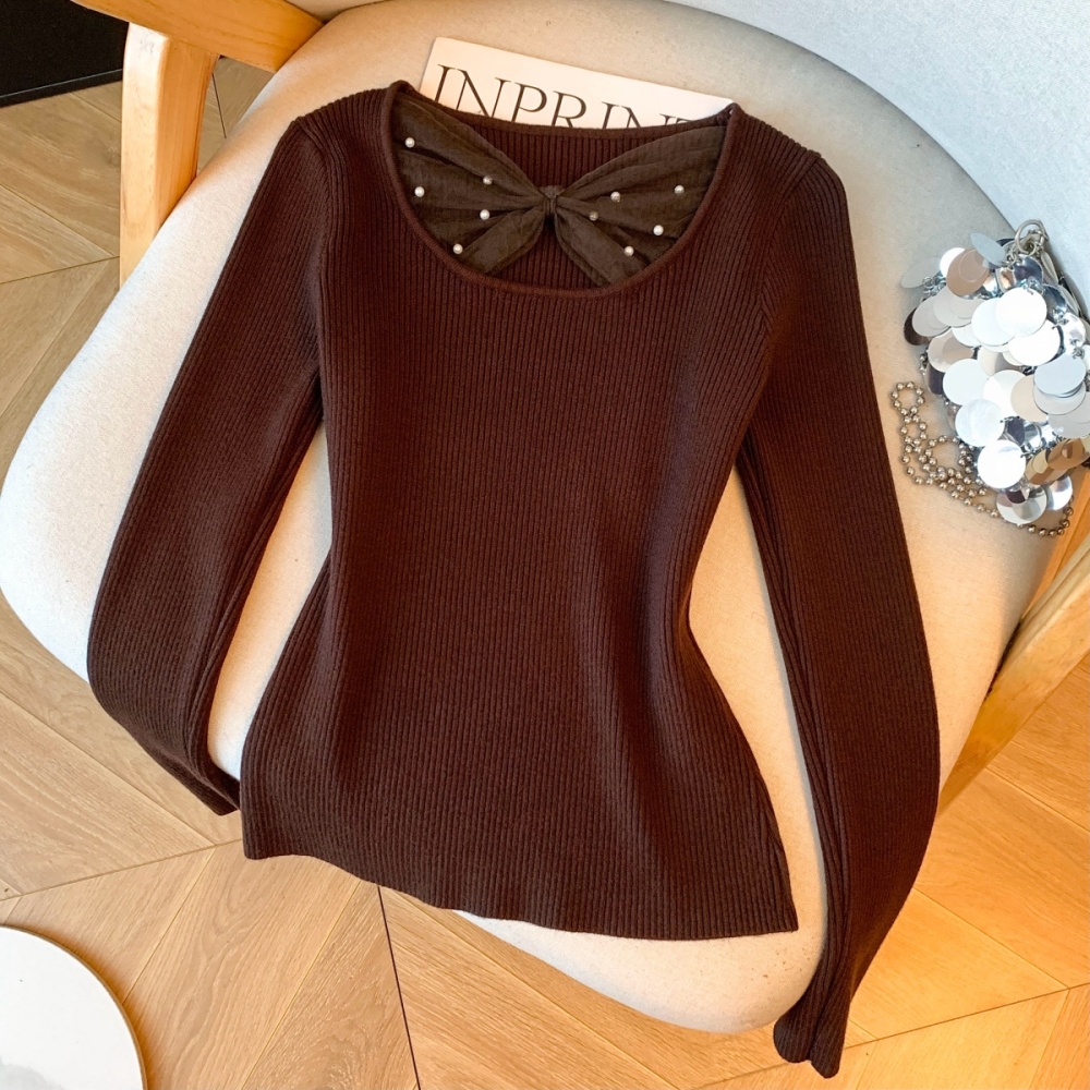 Slim autumn and winter sweater splice gauze tops