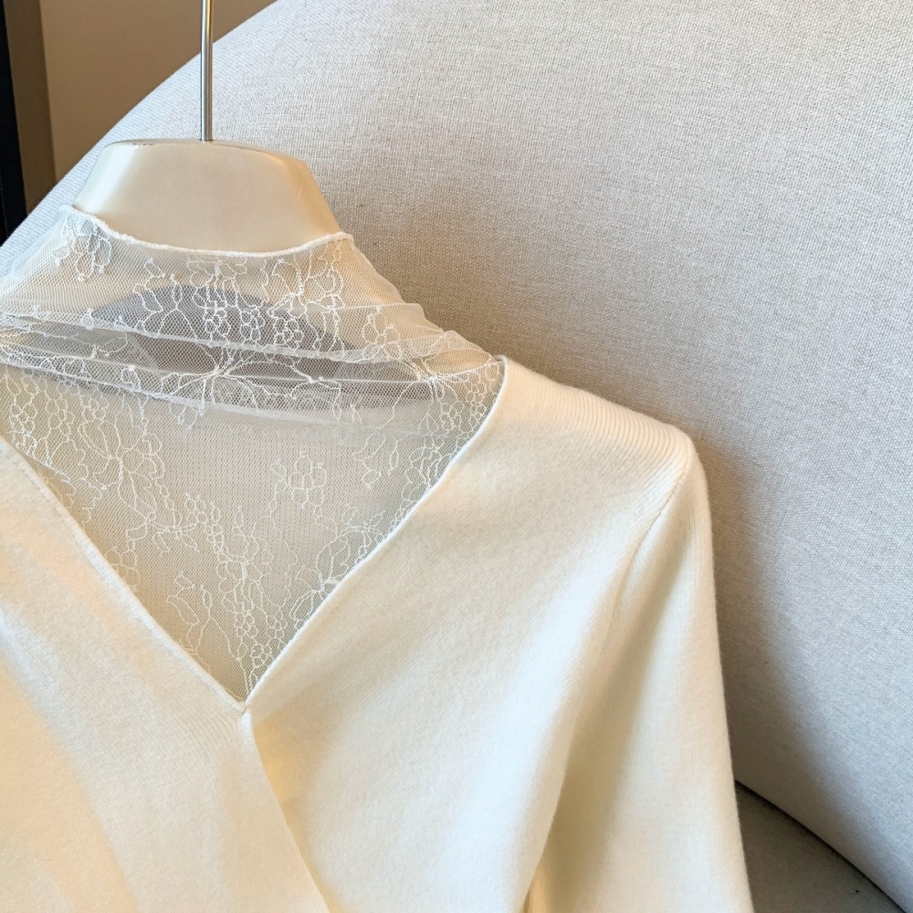 Pseudo-two enticement bottoming shirt gauze slim sweater