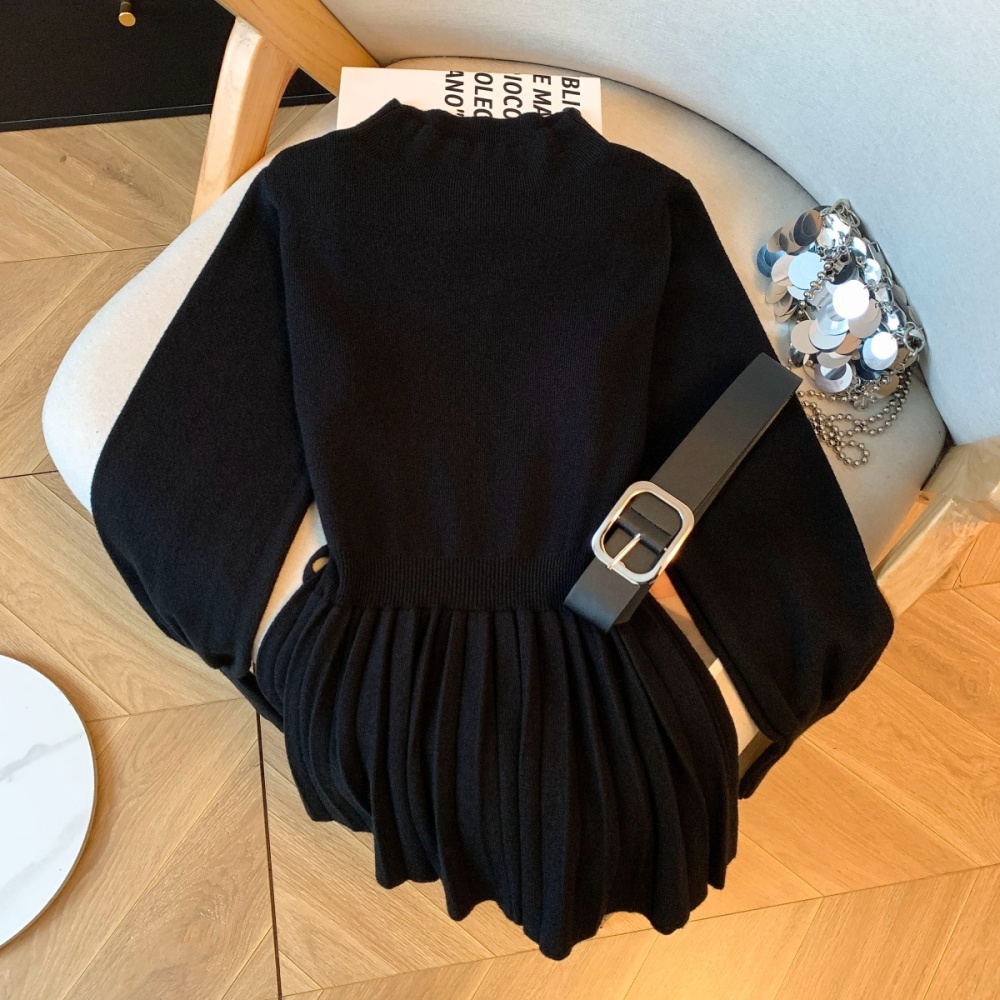 Pinched waist sweater lantern sleeve tops for women