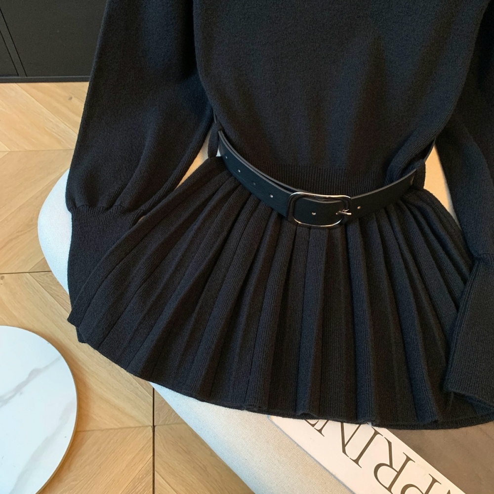 Pinched waist sweater lantern sleeve tops for women