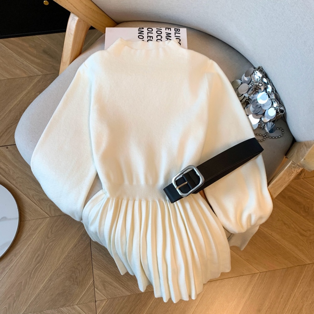 Pinched waist sweater lantern sleeve tops for women