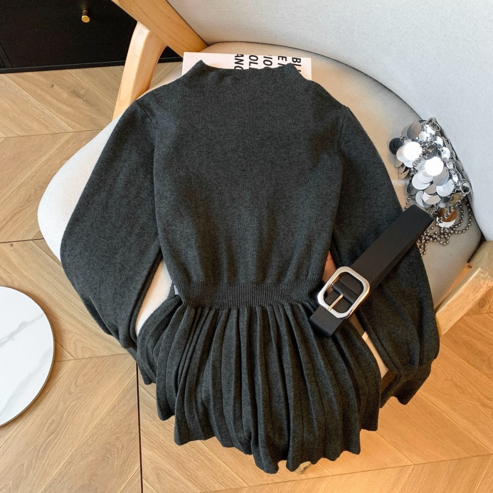 Pinched waist sweater lantern sleeve tops for women