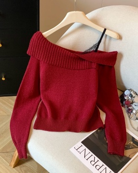 Sling lapel autumn and winter sweater for women