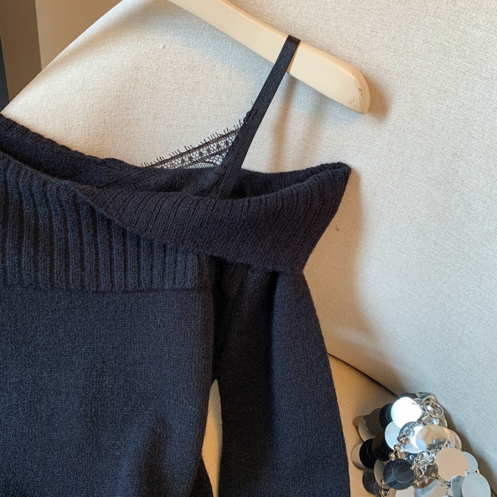 Sling lapel autumn and winter sweater for women