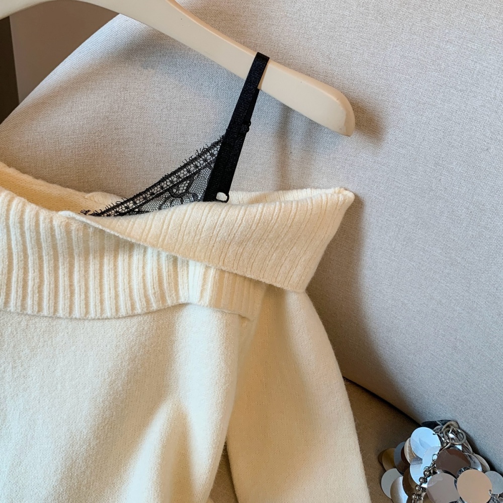 Sling lapel autumn and winter sweater for women