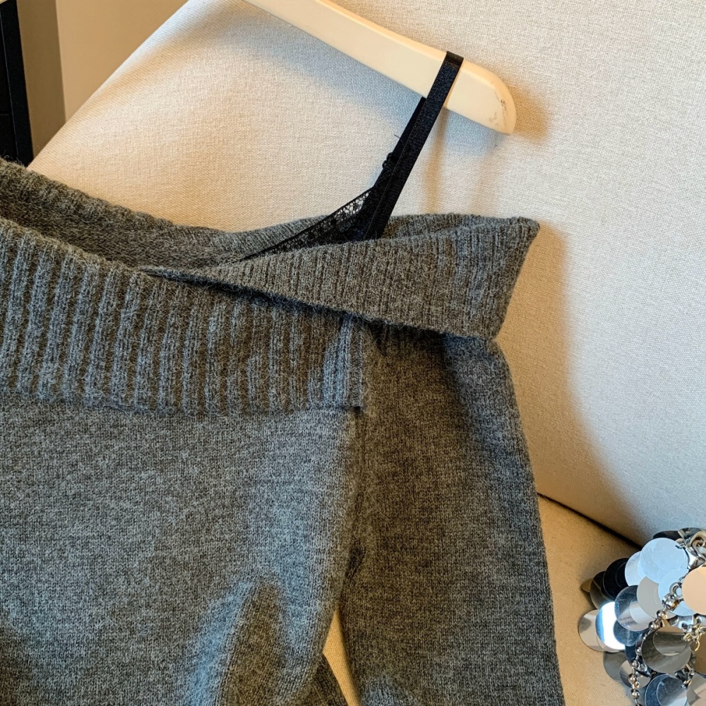 Sling lapel autumn and winter sweater for women