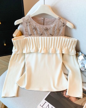 Ladies long sleeve slim tops strapless spicegirl T-shirt