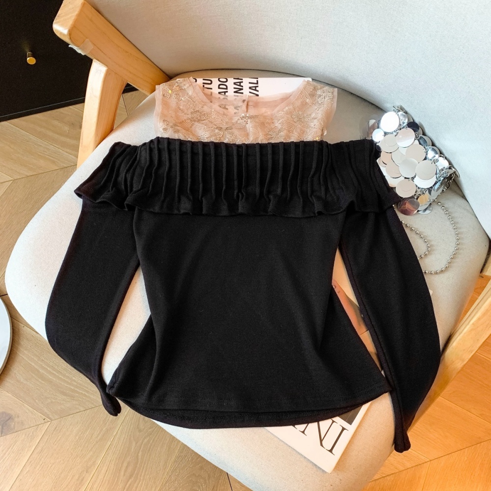 Ladies long sleeve slim tops strapless spicegirl T-shirt