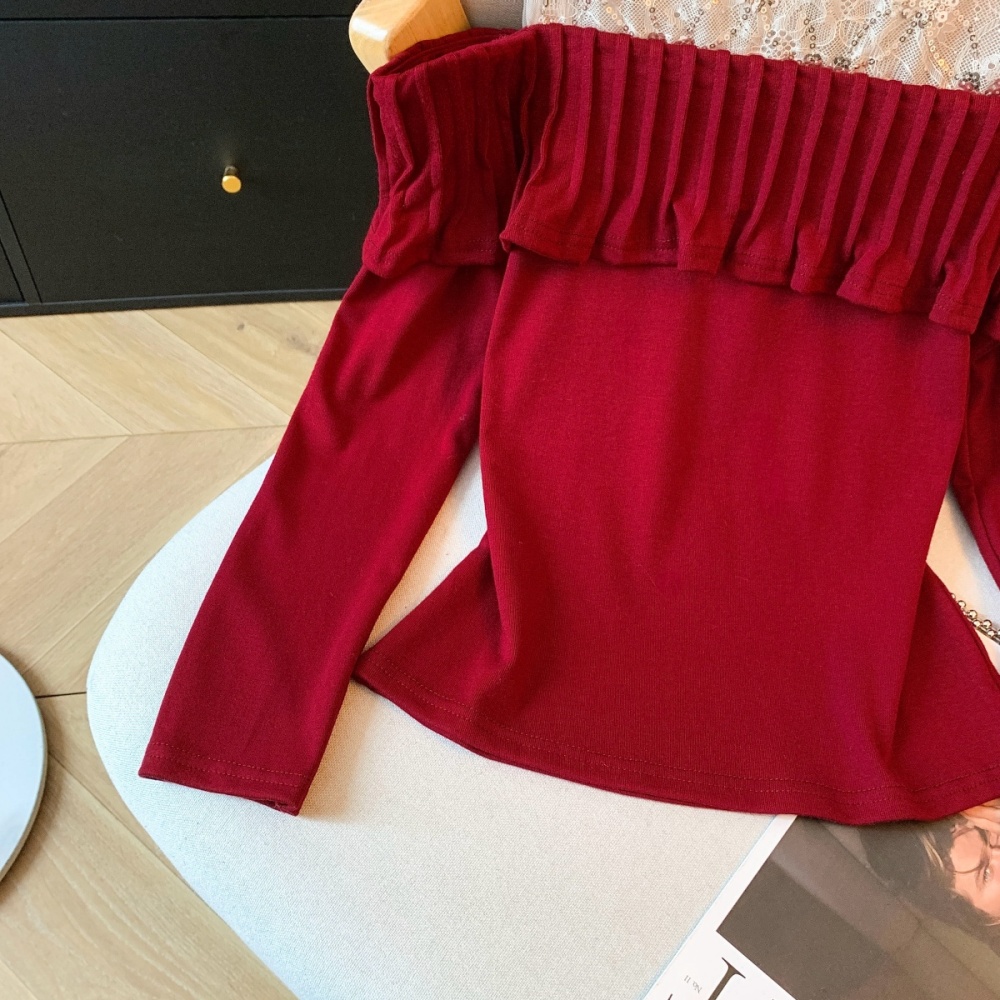 Ladies long sleeve slim tops strapless spicegirl T-shirt