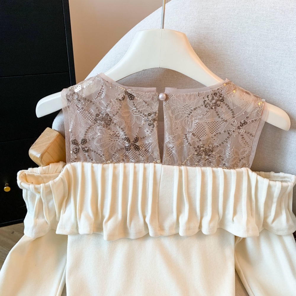 Ladies long sleeve slim tops strapless spicegirl T-shirt