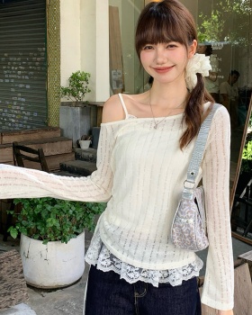 Irregular autumn drawstring T-shirt for women