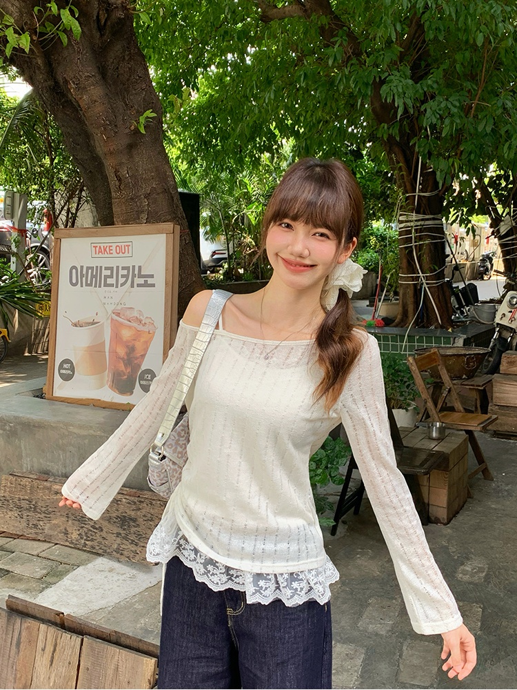 Irregular autumn drawstring T-shirt for women