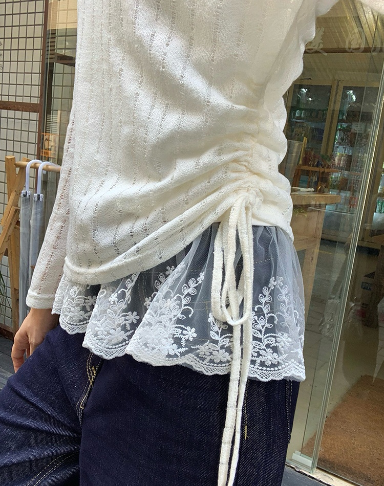 Irregular autumn drawstring T-shirt for women