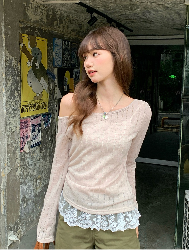 Irregular autumn drawstring T-shirt for women