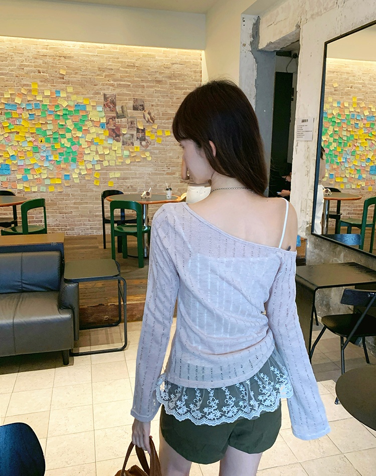 Irregular autumn drawstring T-shirt for women