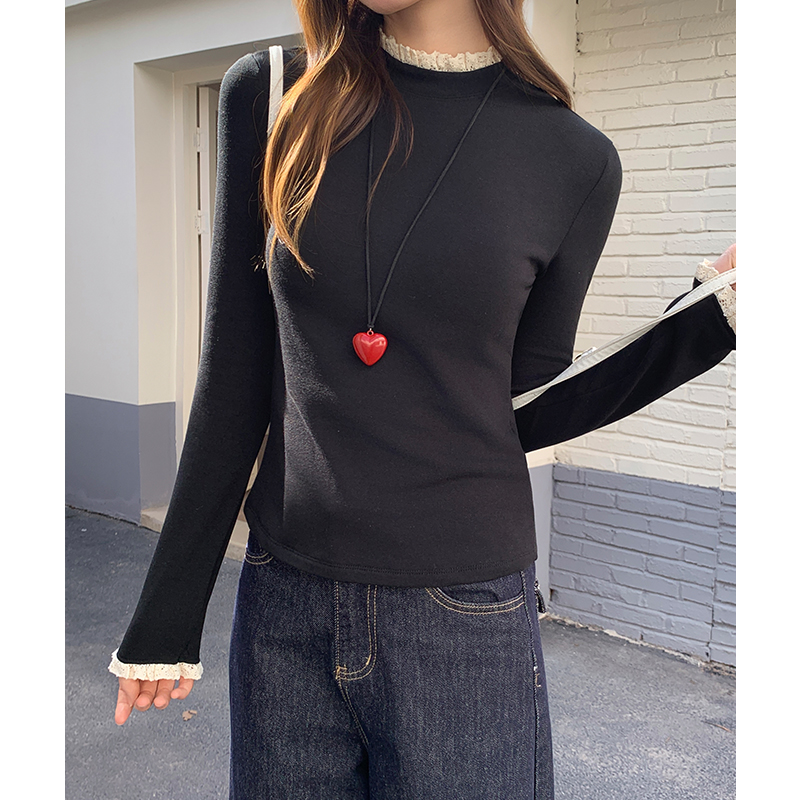 Gray slim inside the ride double bottoming shirt for women