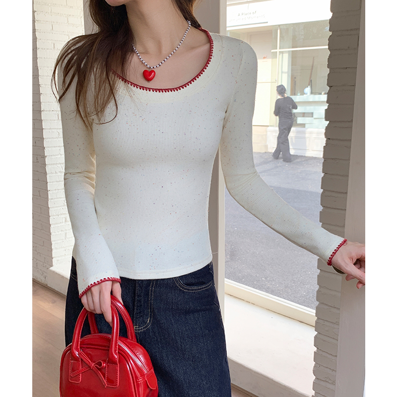 Mixed colors T-shirt lace bottoming shirt for women