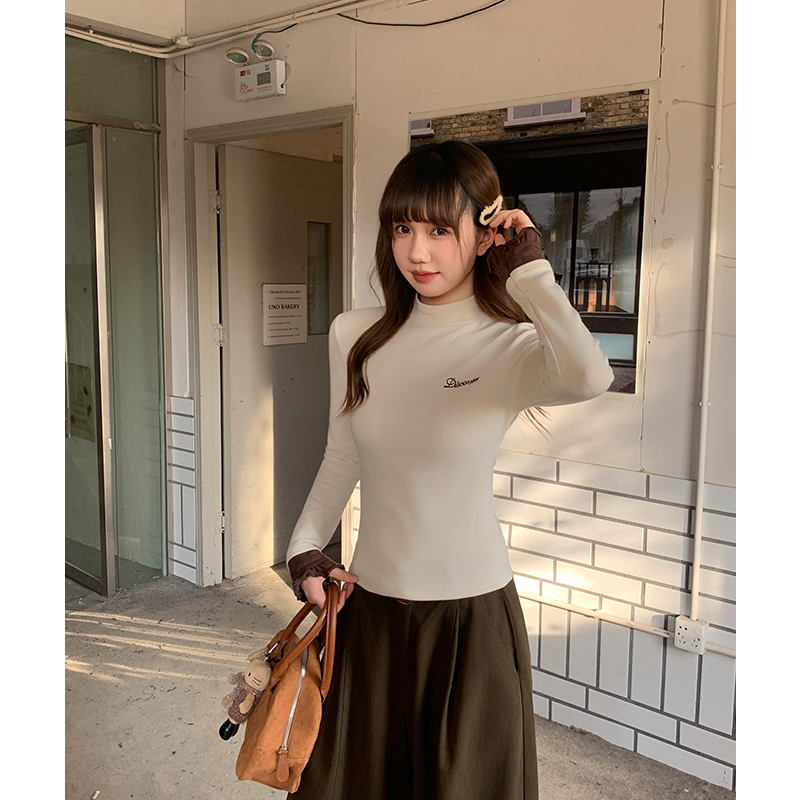 Half high collar bottoming shirt T-shirt for women