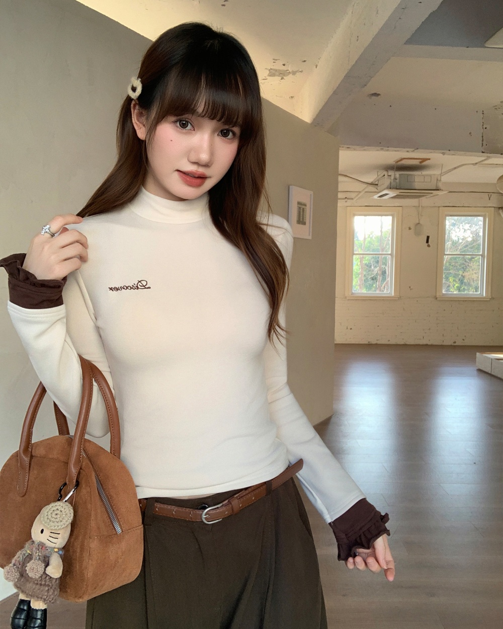 Half high collar bottoming shirt T-shirt for women