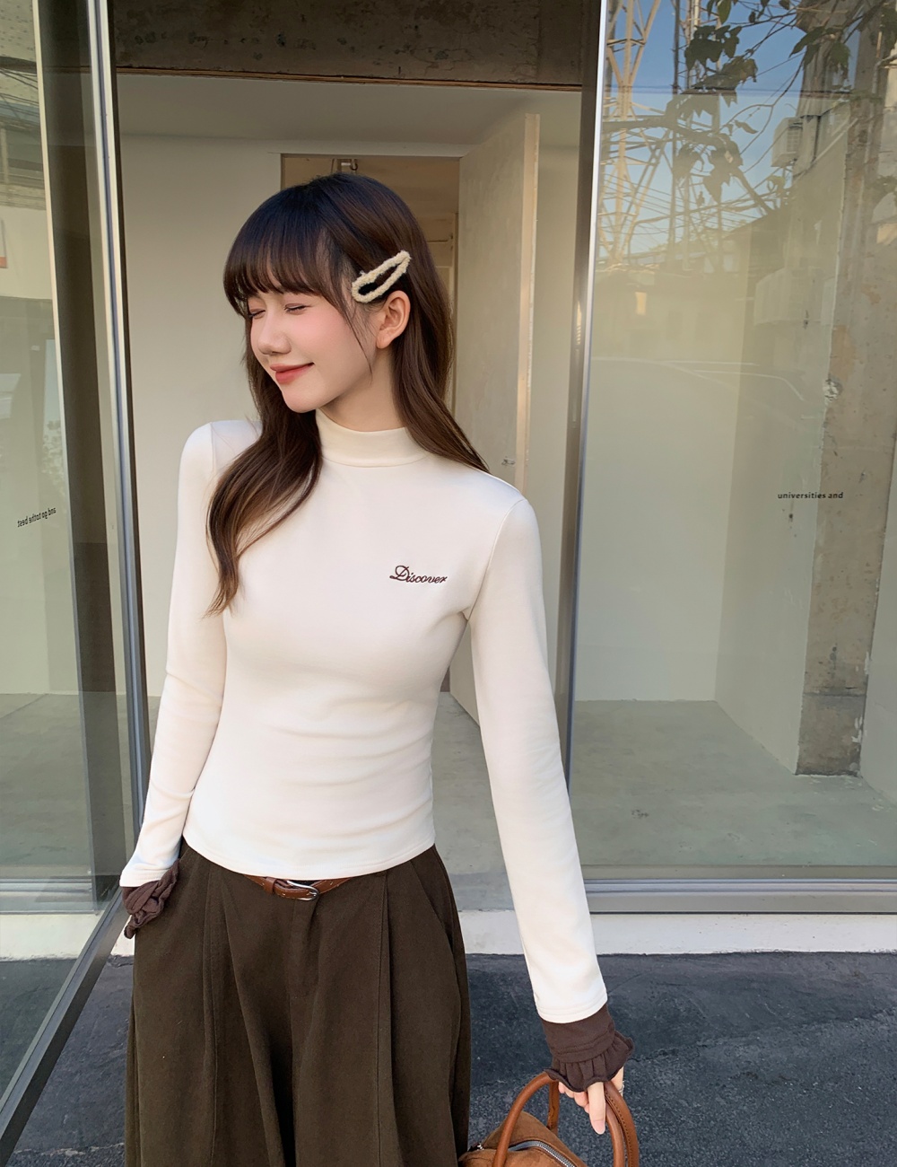 Half high collar bottoming shirt T-shirt for women