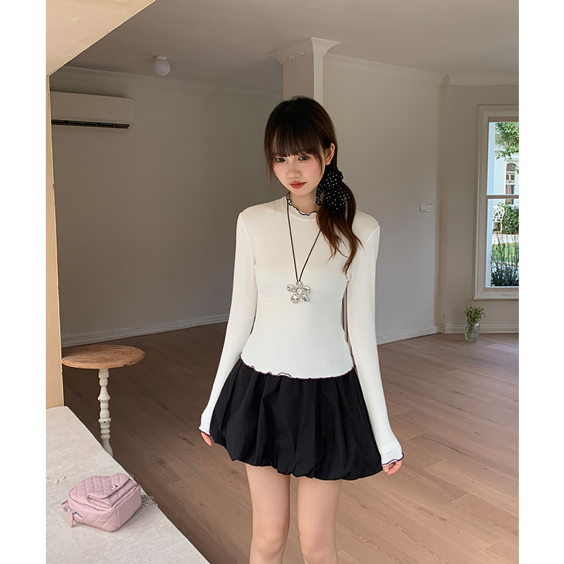 Sueding bottoming shirt long sleeve T-shirt for women