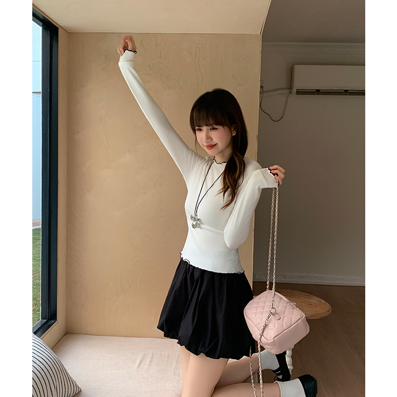 Sueding bottoming shirt long sleeve T-shirt for women