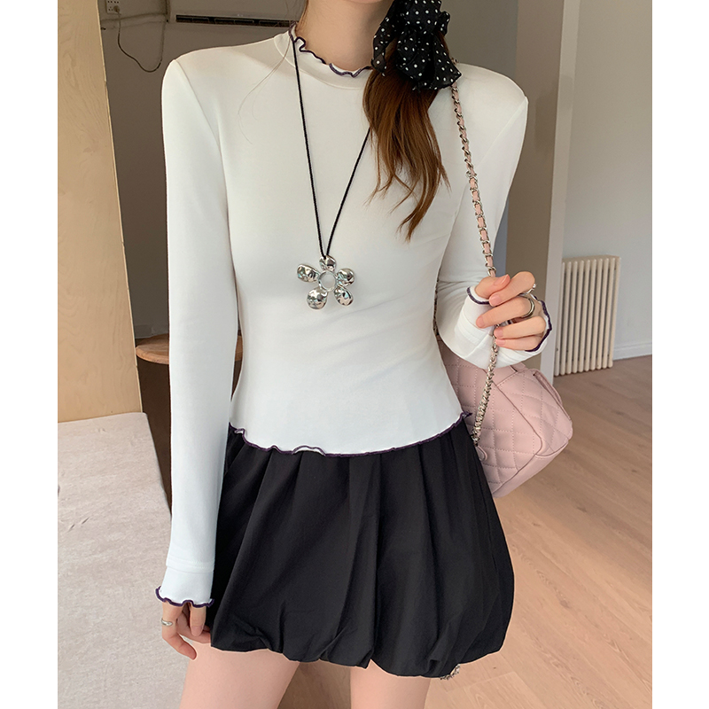 Sueding bottoming shirt long sleeve T-shirt for women