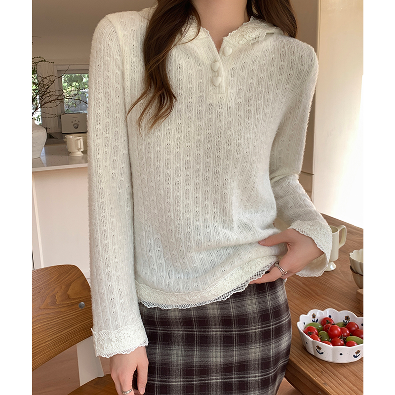 Long sleeve T-shirt lace bottoming shirt for women