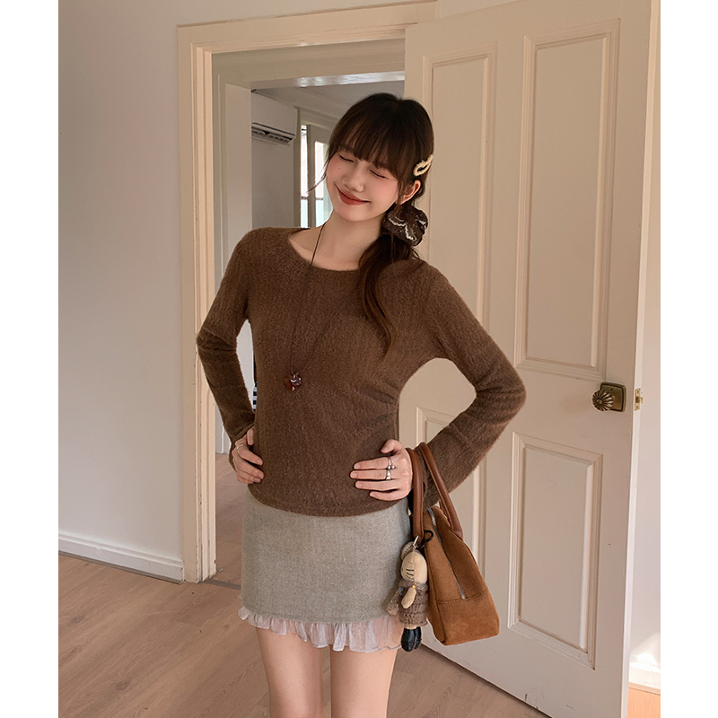 Sueding bottoming shirt autumn and winter T-shirt for women