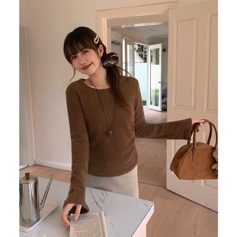 Sueding bottoming shirt autumn and winter T-shirt for women