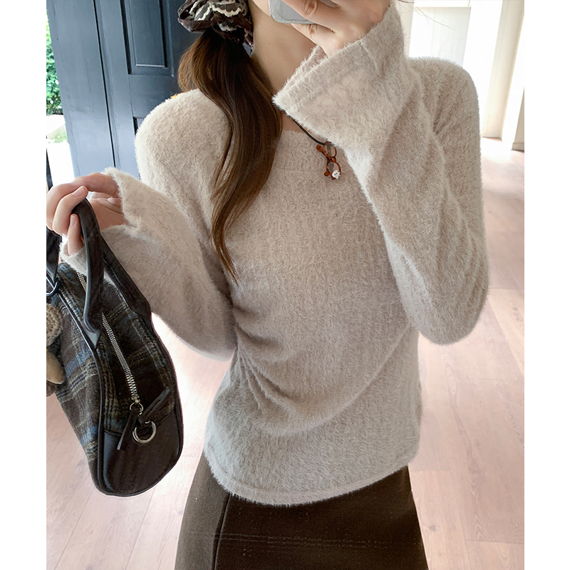 Sueding bottoming shirt autumn and winter T-shirt for women