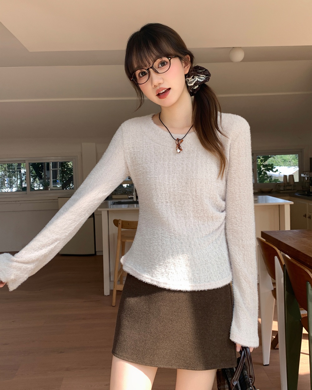 Sueding bottoming shirt autumn and winter T-shirt for women