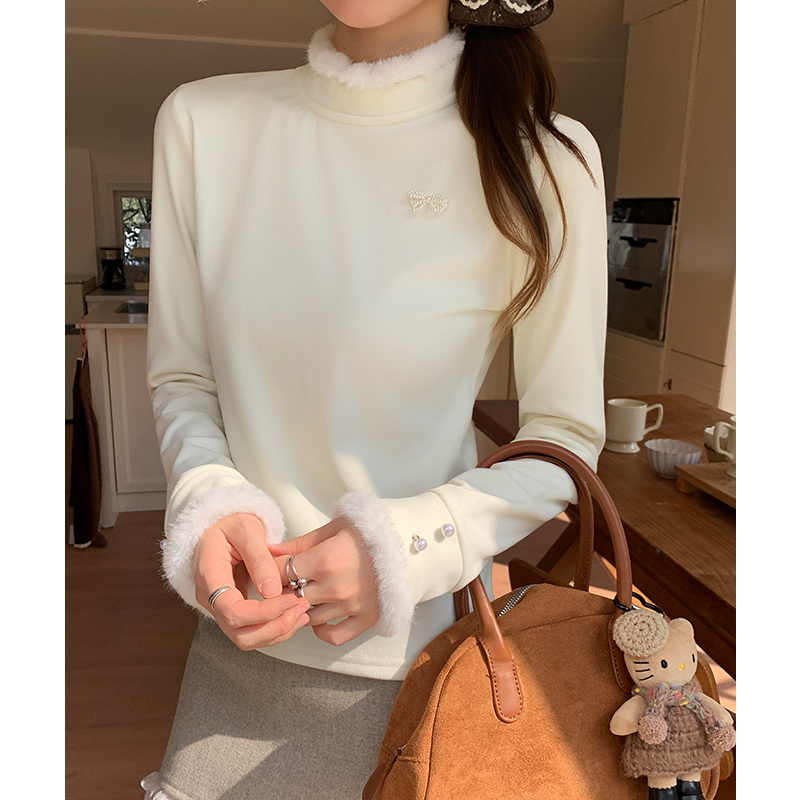 Inside the ride T-shirt cstand collar bottoming shirt for women