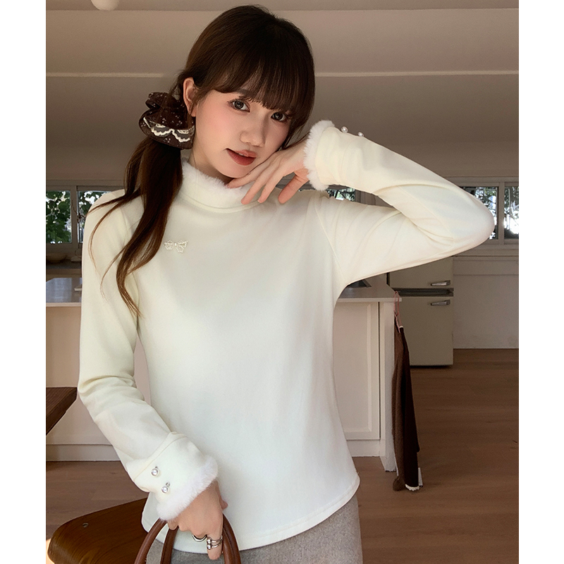 Inside the ride T-shirt cstand collar bottoming shirt for women