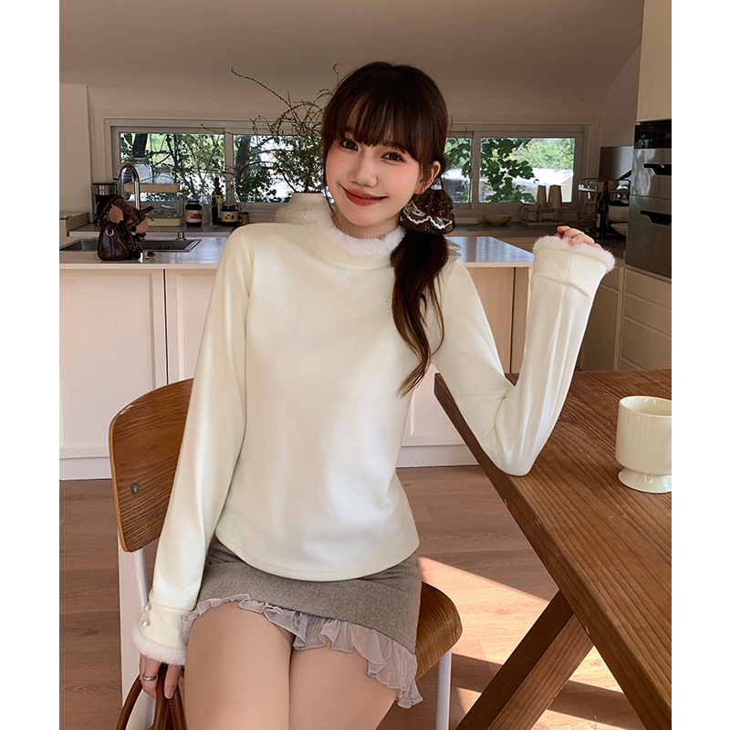 Inside the ride T-shirt cstand collar bottoming shirt for women