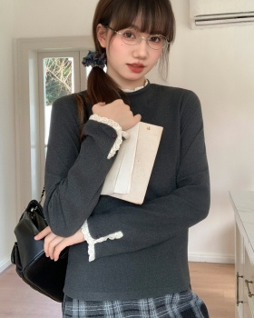 Splice inside the ride tops round neck bottoming shirt