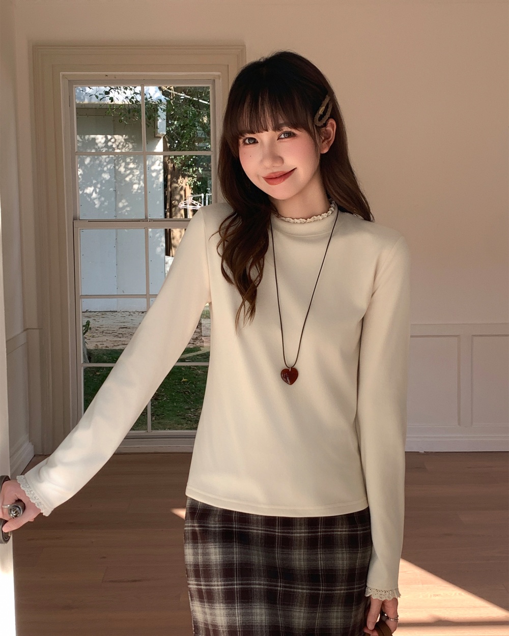 Splice inside the ride tops round neck bottoming shirt