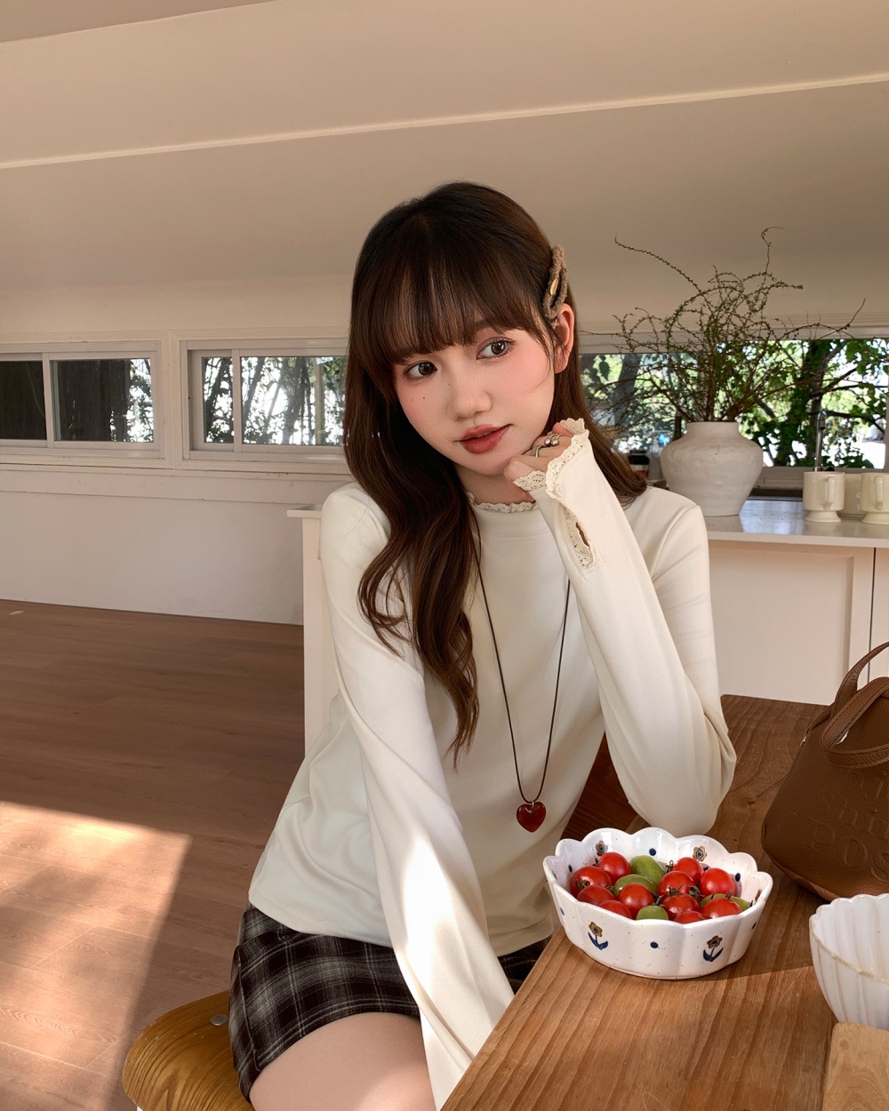 Splice inside the ride tops round neck bottoming shirt