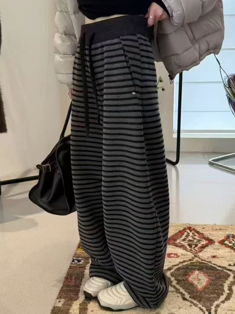 Stripe spring long pants slim mopping pants
