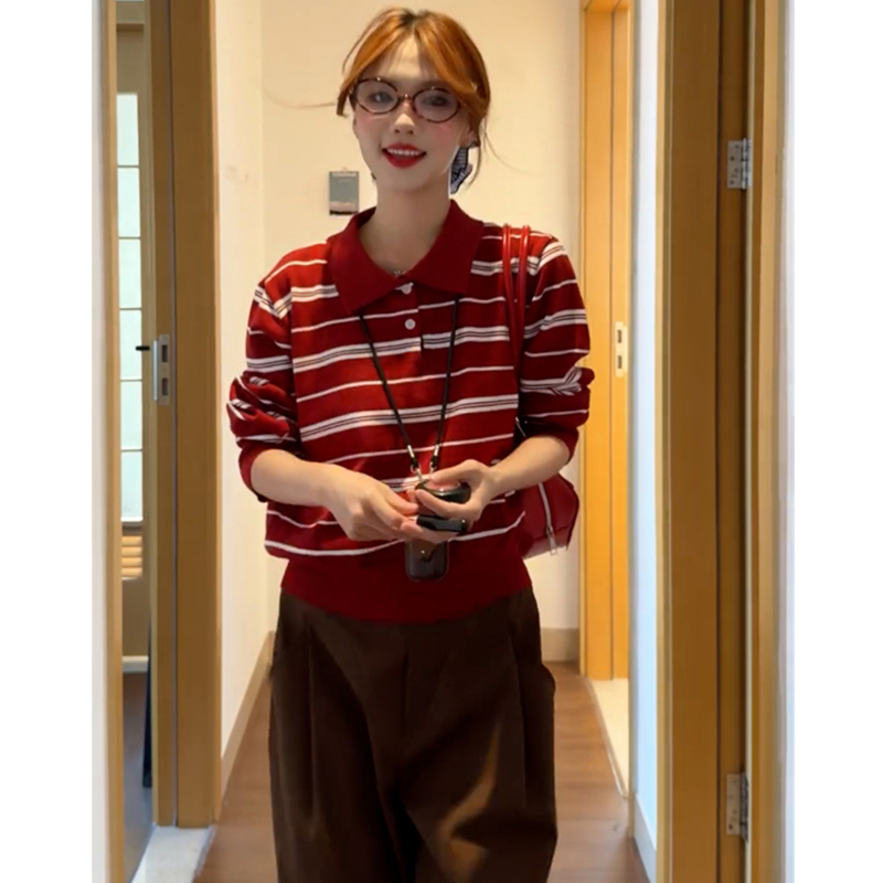 Korean style temperament cardigan stripe lazy sweater