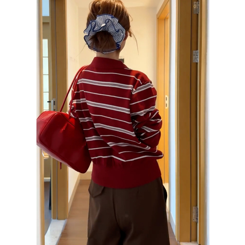 Korean style temperament cardigan stripe lazy sweater