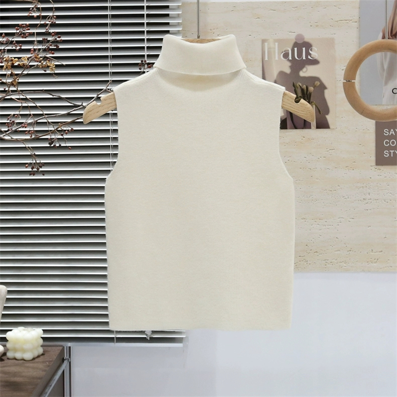 Short wears outside vest slim high collar sweater for women