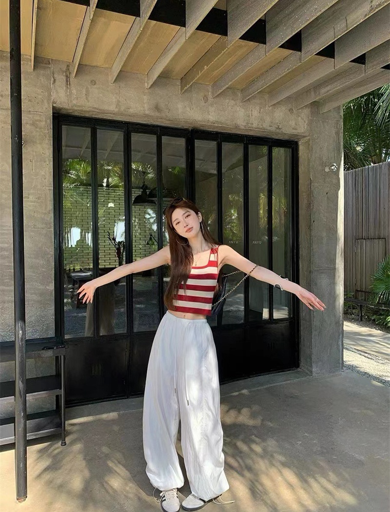 Short sweet summer vest Korean style square collar tops