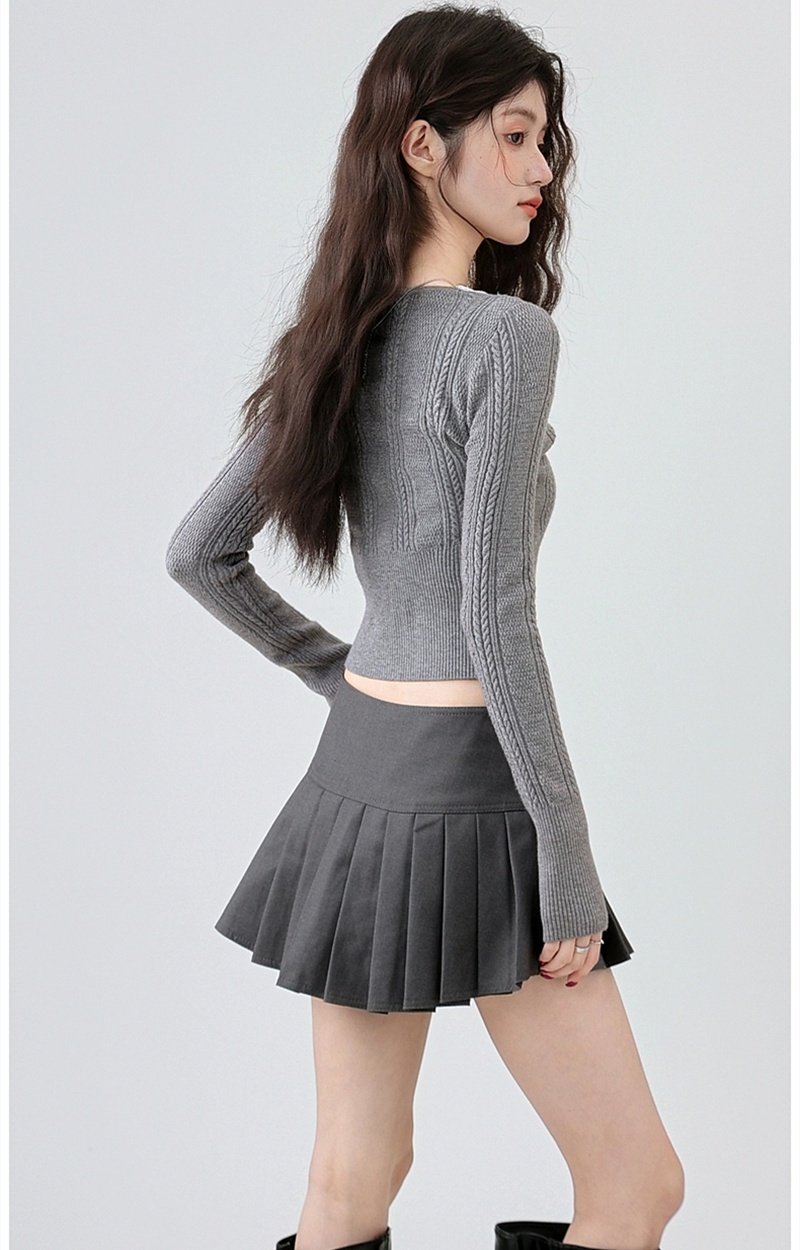 Slim retro lace tops autumn and winter splice sweater